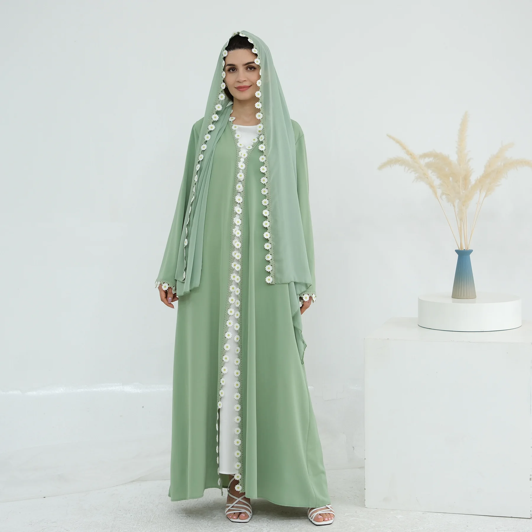 زهرة دبي عبايات تركيا قفطان فستان نسائي فستان حفلة إسلامية عيد رمضان إسلام ملابس كيمونو سترة جلابية كيبيا رداء