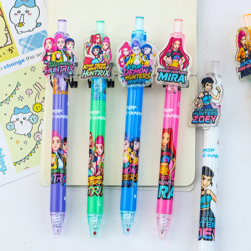 

6/48pcs cartoon Popular Anime gel Pen Black Ink Gel Pens 0.5mm, Student Writing Stationery Study Supplies Gift