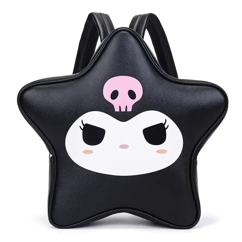 Kuromi HelloKitty Japanese Kawaii Creative Five-pointed Star Large-capacity PU Backpack Y2k Sweet Hot Girl Style Backpack