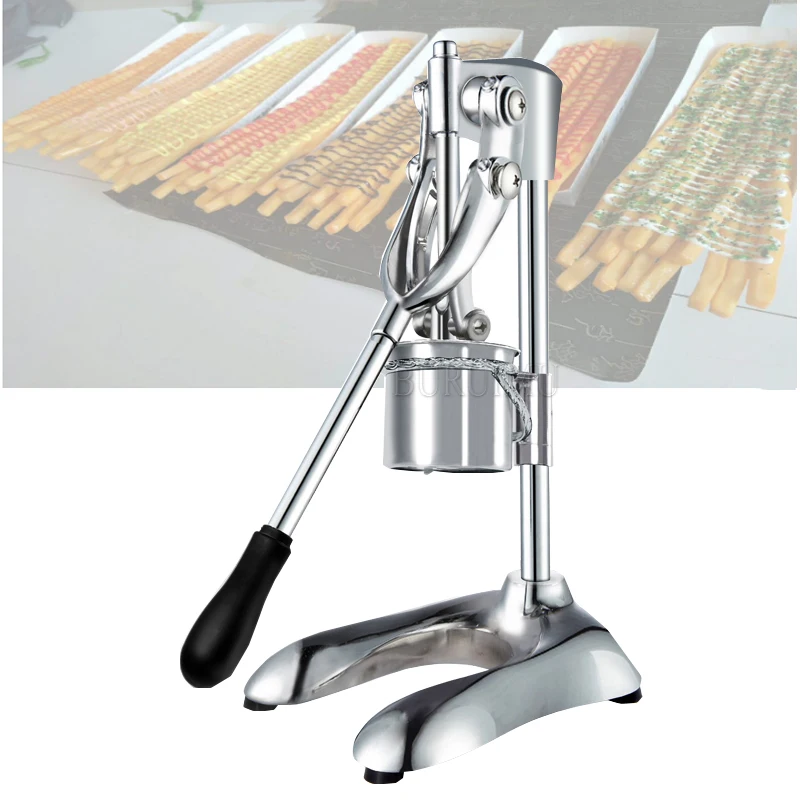 

30cm Vertical Potato Chip Machine America Fries Maker Long French Fries Cutter with Extruder Manual Potato chip Squeezer