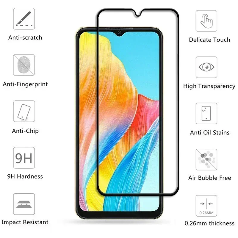 6in1 Glass For OPPO A38 Full Cover Tempered Glass For OPPO A38 Screen Protector HD Protective Phone Lens Film For OPPO A38