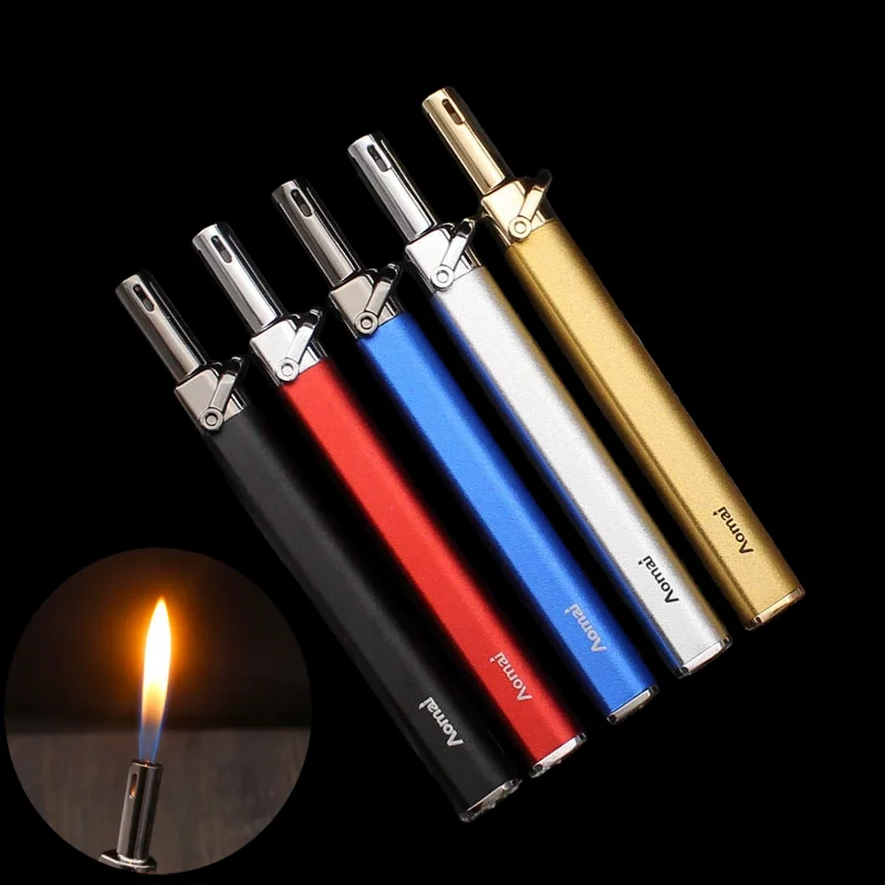 

New Portable Metal Arm Inflatable Lighter Outdoor i Cigar Inflatable Butane Gas Easy to Ignite Kitchen Home Camping Lighter