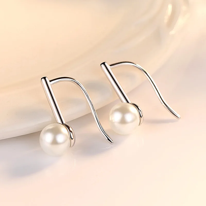 925 حلق من الفضة الاسترليني مزاجه اللؤلؤ مشبك الأذن السيدات موضة بسيطة حفلة عيد ميلاد الزفاف الذكرى مجوهرات هدية #4