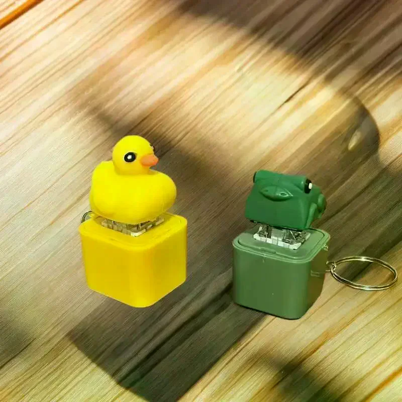 Funny Croaking Frog Duck Keychain Rechargeable Keyboard Fidget Clicker Sound Keyring With LED Light For Stress Relief view 6