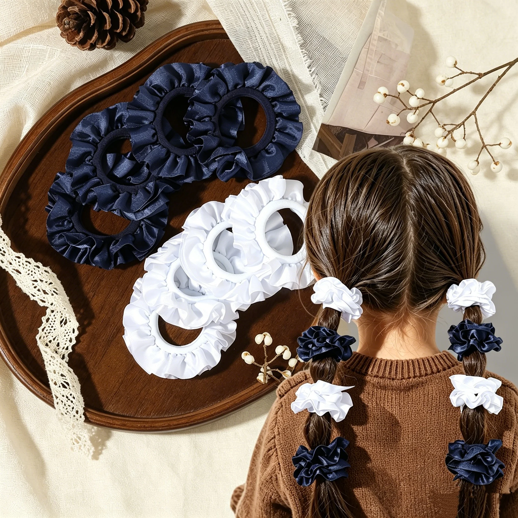 8 Stück/Set gewebtes Stirnband ohne Beschädigung, elastischer Pferdeschwanz-Fixierer, geeignet für Mädchen und Frauen, für den täglichen Gebrauch, Haarringe, Accessoires – Detail 1