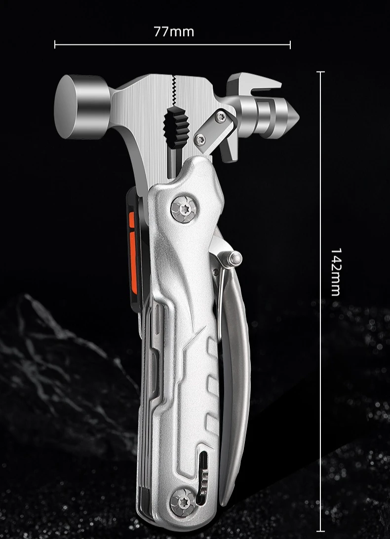 

Outdoor Stainless Steel Multifunctional Emergency Nail Hammer Convenient Camping and Hiking EDC High Quality Survival Equipment