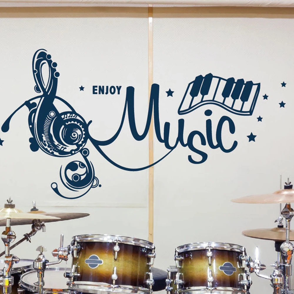 Musical Instrument Piano Enjoy Music Wall Sticker Baby Nursery Kids Room Headphone DJ Rozz Jack Wall Decal Bedroom Vinyl Decor