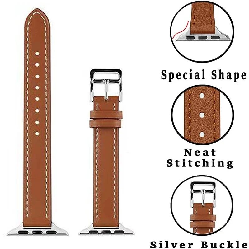 Leather Strap for Apple Watch Band Ultra 2 49mm 41mm 45mm 42mm 38mm 44mm 40mm 46mm Business Bracelet for iWatch10 9 8 7 SE 6 5 4