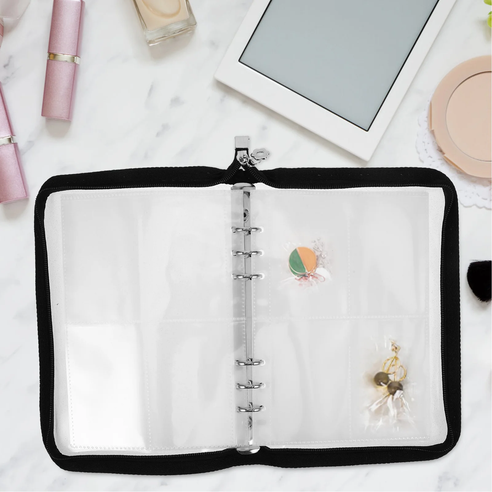 

Transparent Jewelry Organizer Book Earring Necklace Bracelet Storage Case Zipper Binder Travel Portable Holder