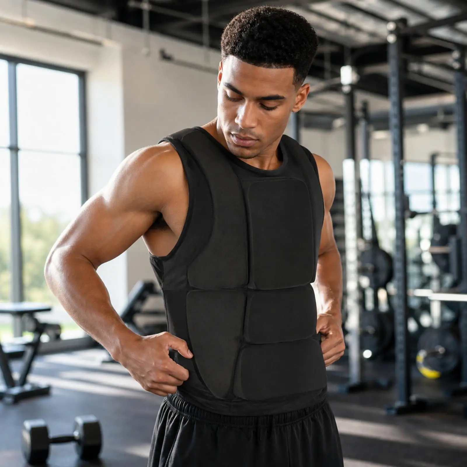 Padded Sports Protective Vest for Martial Arts Training with Adjustable Straps High Stretch Fabric Torso Guard