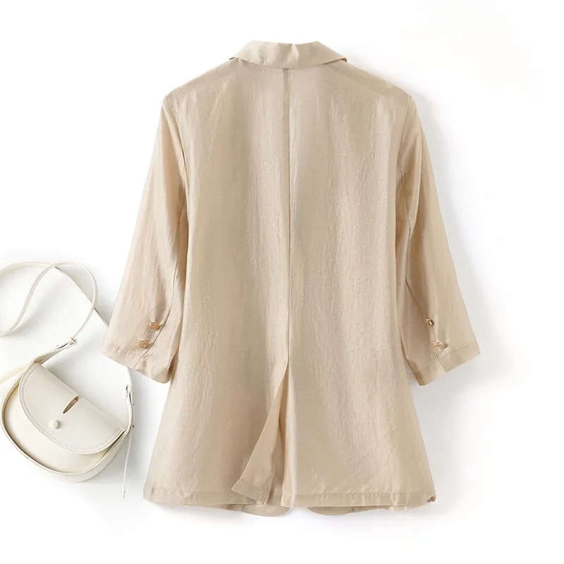 2025 New Suit Coat Women Casual Points Sleeve Sun-Protective Summer Single Breasted Blazer Jacket Female Loose Outerwear W921