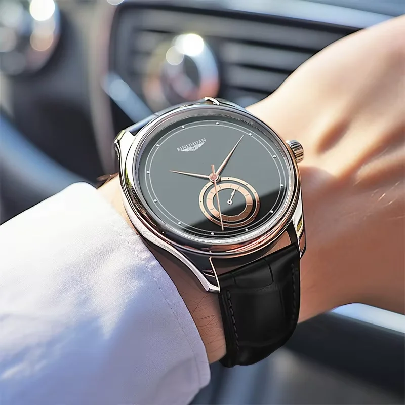 Modny czarny skórzany zegarek – Fashion Mens Watches recenzja i cena