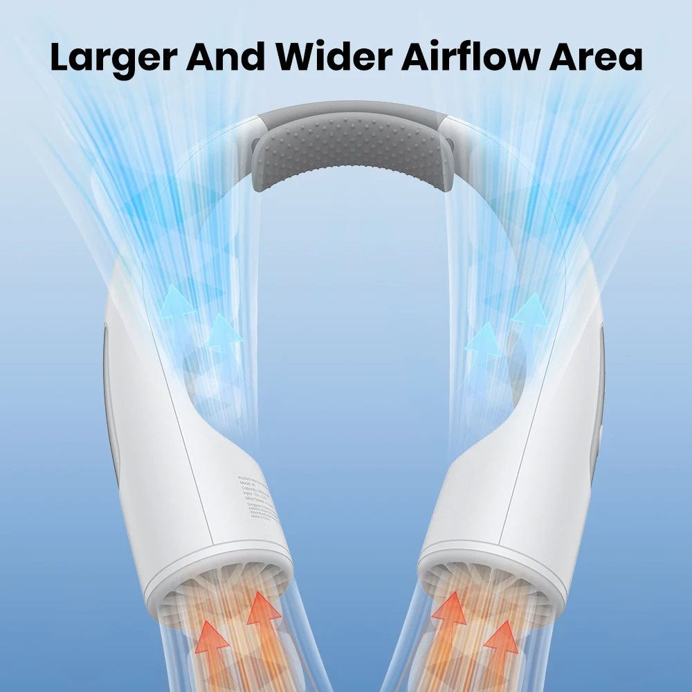 Warmco 10000mAh Portable Neck Fan 4-Speed Rechargeable Personal Fan 360°Cooling 24H Runtime Wearable Fan for Office Travel Gifts image 4