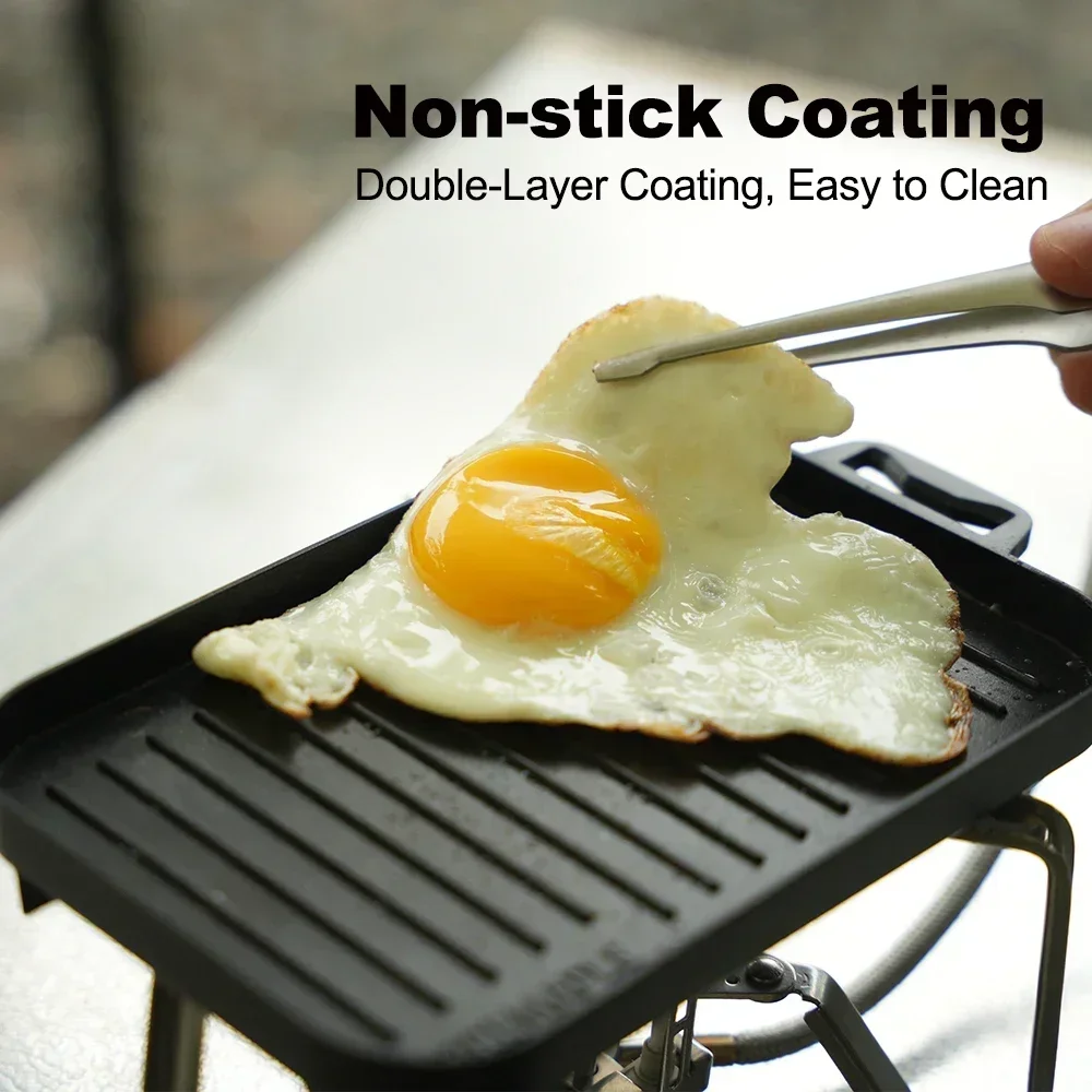 Mini Grill Plate Set Thickened Heat-resistant Non Stick Rectangle Barbecue Versatile Outdoor Camping Grilling Pan