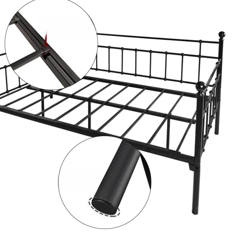 Simple baby iron frame splicing bed, sitting and lying, wrought iron sofa bed, with guardrail