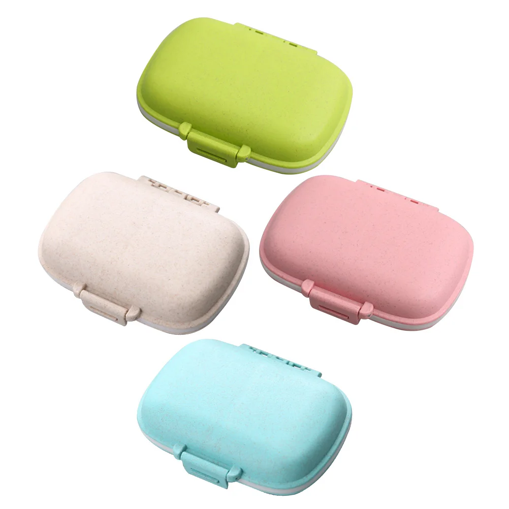 

4 шт., коробки-органайзеры для лекарств, портативные мини-маленькие чехлы для хранения, 8 сеток, компактные, легкие, прочные для путешествий, использования на открытом воздухе