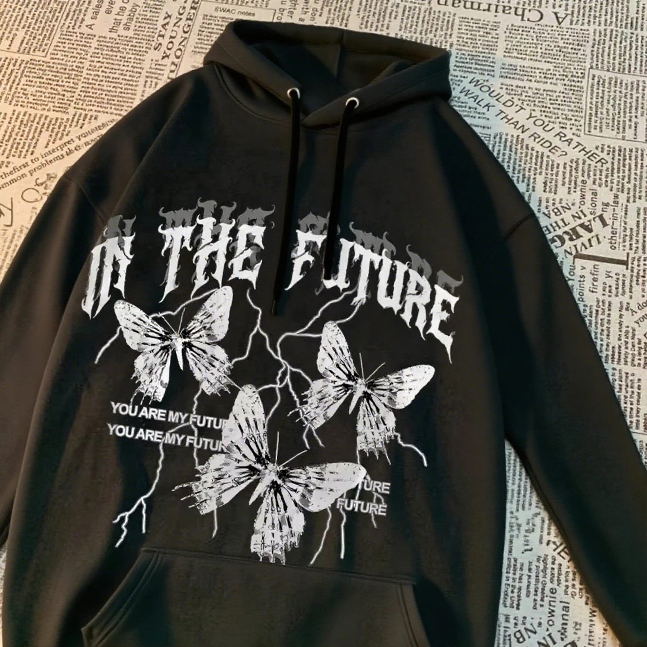 

Butterfly Graphic Printing Autumn and Winter Cotton Men's and Women's Hoodies Casual Outdoor Street Sports Training Brand Trend