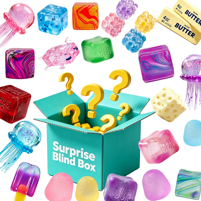 

2026 New Model Sensory Cube Surprise Blind Box Slow Rebound Stress Relief Squeeze Toy Anti-Anxiety Concentration Fidget Desk Cube for Adults and Kids Novelty Gift