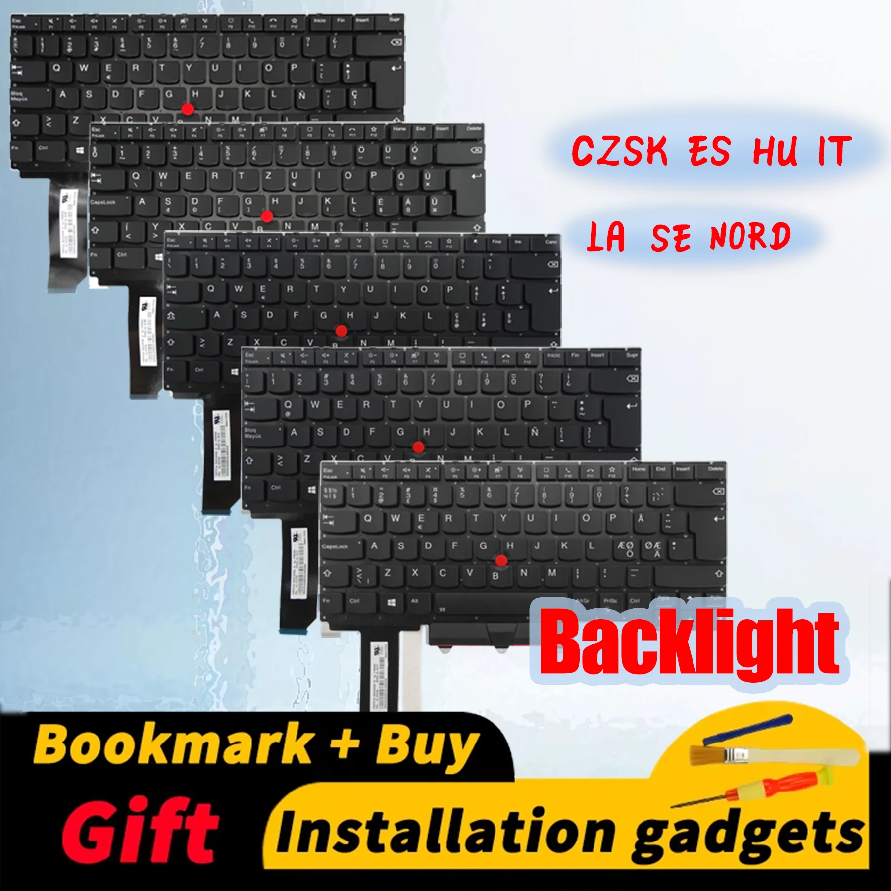 Teclado retroiluminado en checo, español, húngaro, italiano, español latino, nórdico y sueco para Lenovo ThinkPad E14/R14 Gen2 Gen3 Gen4