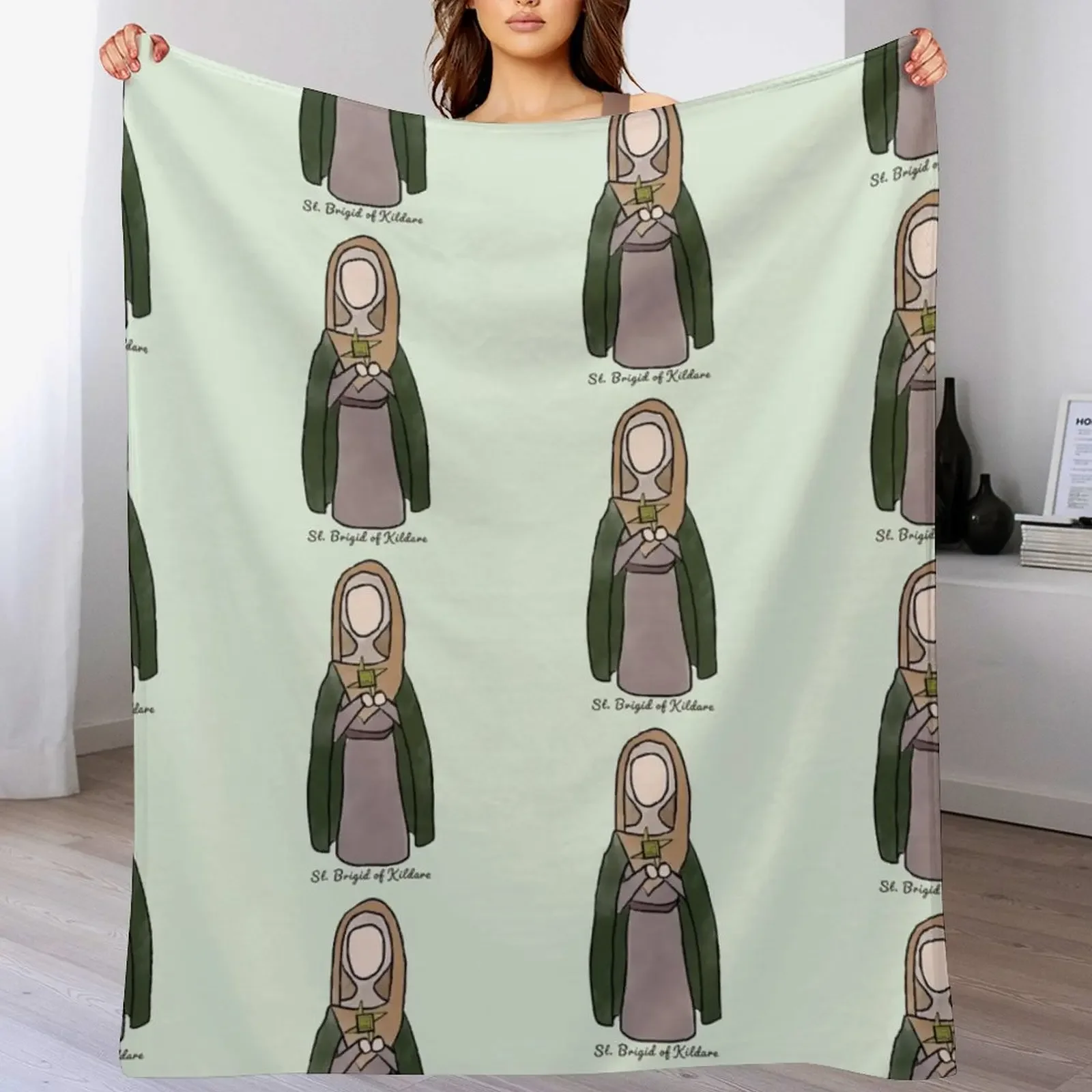 

St. Brigid of Kildare Throw Blanket for sofa halloween Decoratives Custom Blankets