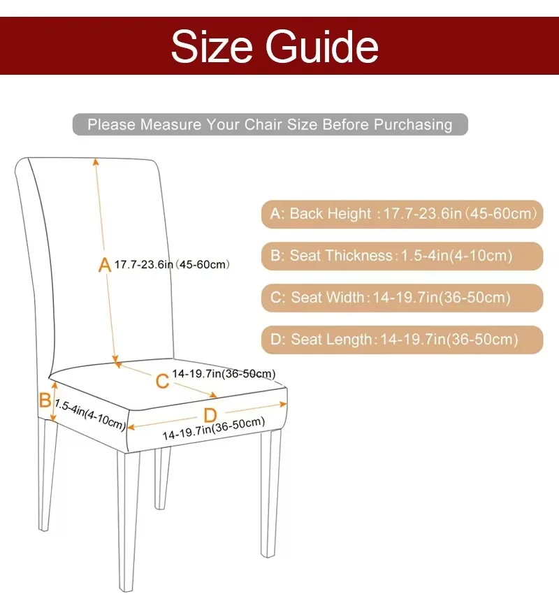 2/4/6 elastic dining chair cover, 2D printed autumn maple leaf harvest pattern chair cover Thanksgiving dinner party decoration
