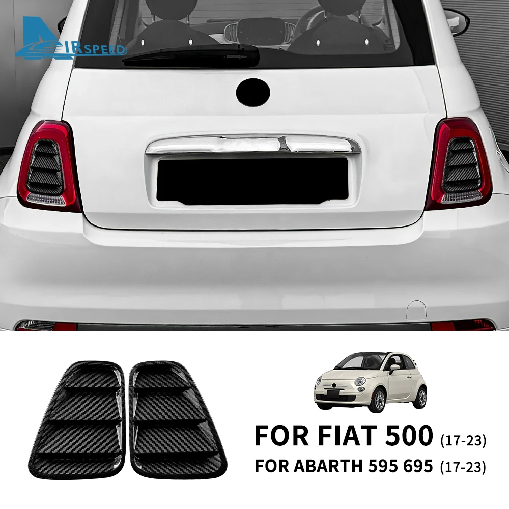 2PCS Real Hard Carbon Fiber Sticker For Fiat 500 Abarth 595 695 2017 2018 2019 2020 2021 2022 2023 Rear Tail Light Cover