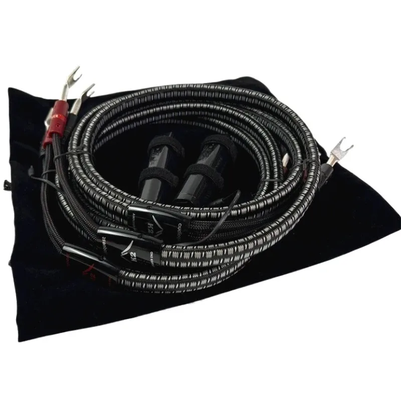 Pair Hi-end K2 Speaker Cable PSS Silver HiFi Audio Amplifier 2 To 4 Bi-Wire Loudspeaker Wire BFA Banana & Spade Plug