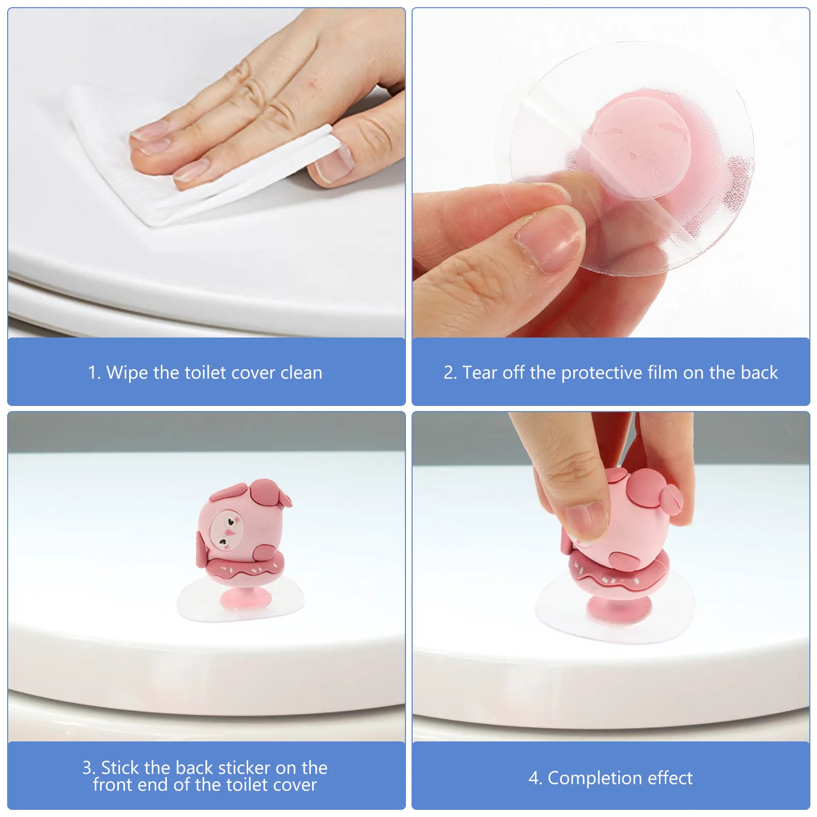 3Pcs Toilet Lid Lifter Adhesive No-Drill Touch-Free Bathroom Seat Cover Lifter for Home Hotel Office Elderly Easy Install