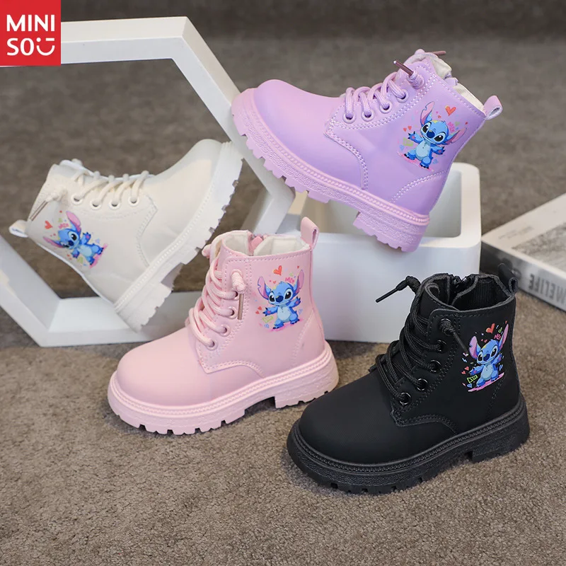 

Детские кожаные ботинки Disney, водонепроницаемые ботильоны с героями мультфильмов для мальчиков и девочек на все сезоны