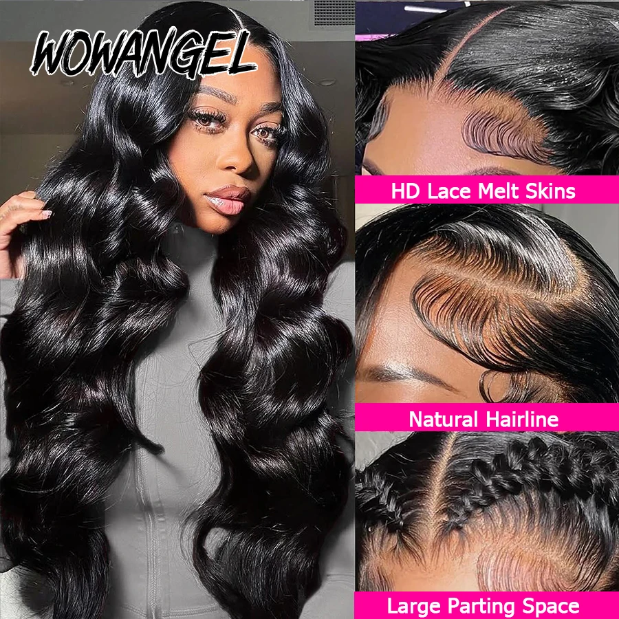 Wow Angel 13x6 HD Lace Front Wigs 250% Virgin Hair Body Wave Human Hair Wigs Skinlike HD Lace Wigs Pre Plucked Glueless Wigs