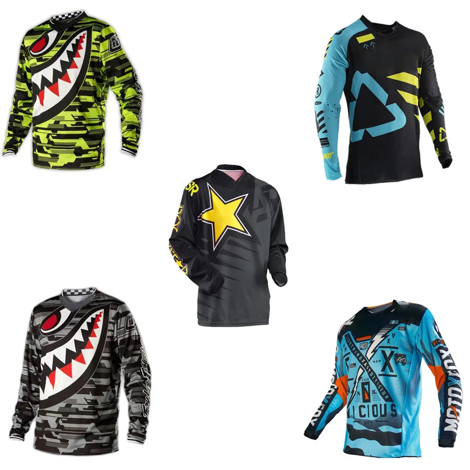 

Bikefox Motocross Jersey Quick Dry Mountain Bike Tshirt Long Sleeve Downhill Jersey MTB Motorcycle Clothing Moto Camo Breathable