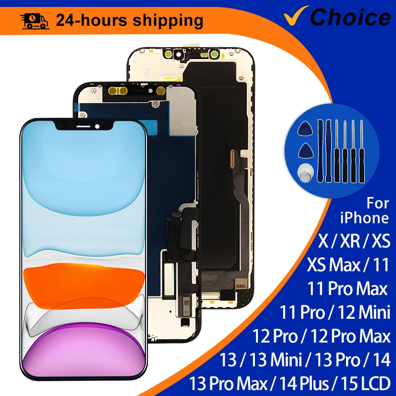 OLED For iPhone X Incell LCD For IPhone XS XR MAX LCD 11 Pro Touch Screen Digitizer 12 Pro Max 13 Mini 14 Plus Display 15 Parts