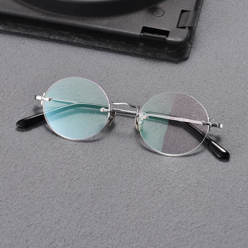 Japanese Vintage Round Rimless Glasses Frame Men Women Fashion Pure Titanium Optical Frameless Eyeglasses Reading Myopia Eyewear