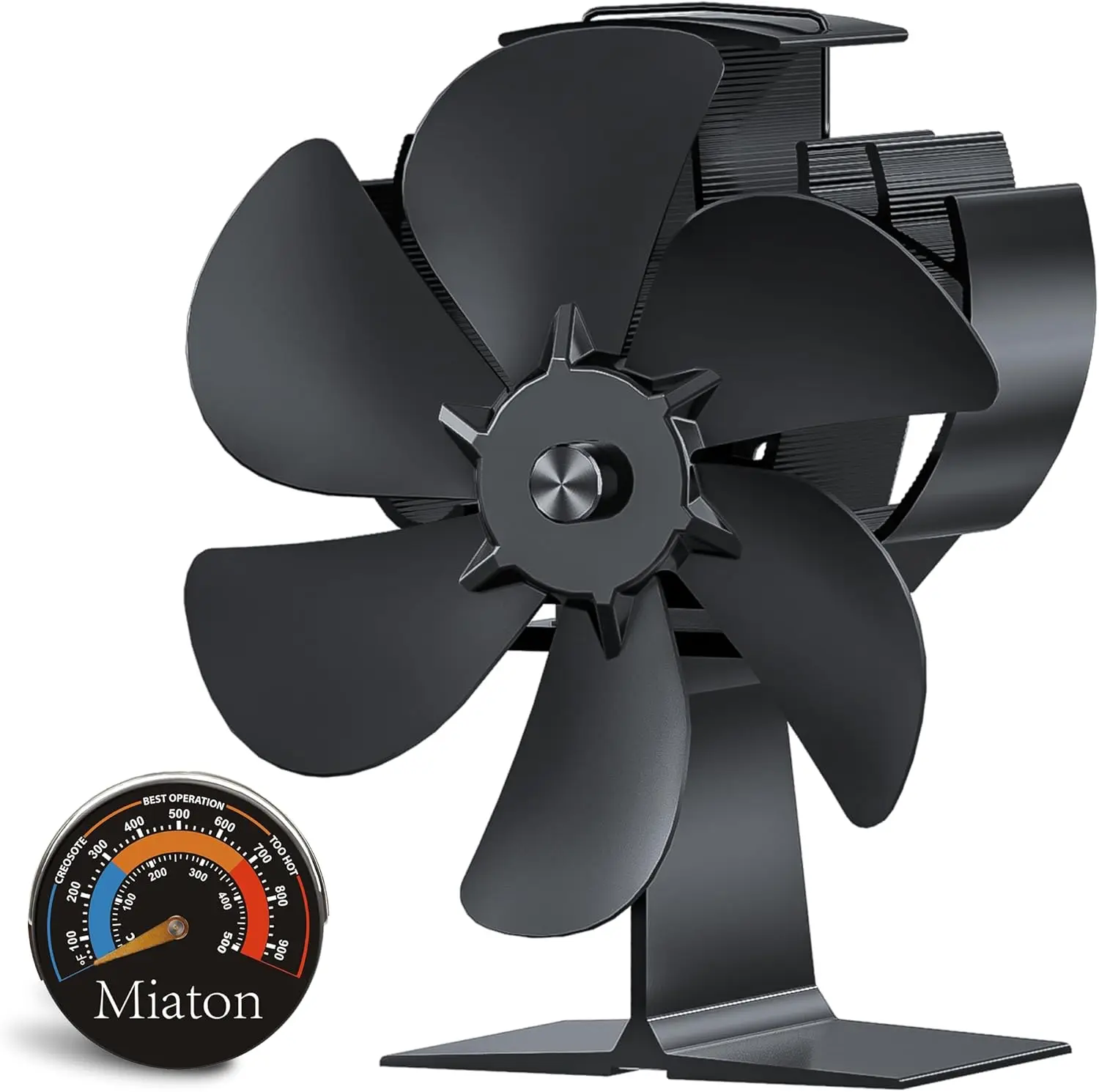 

Heat Powered Wood Stove Fan | Thermoelectric Fireplace Fan with Thermometer & Accessories