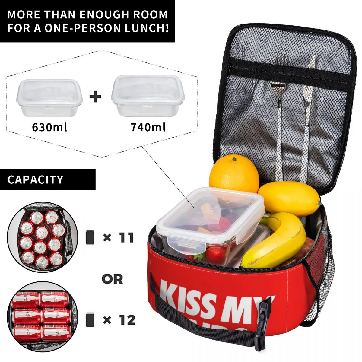 

Изолированная сумка для обеда Kiss My Airs для женщин и детей, герметичные коробки для еды, термосумка для ланча