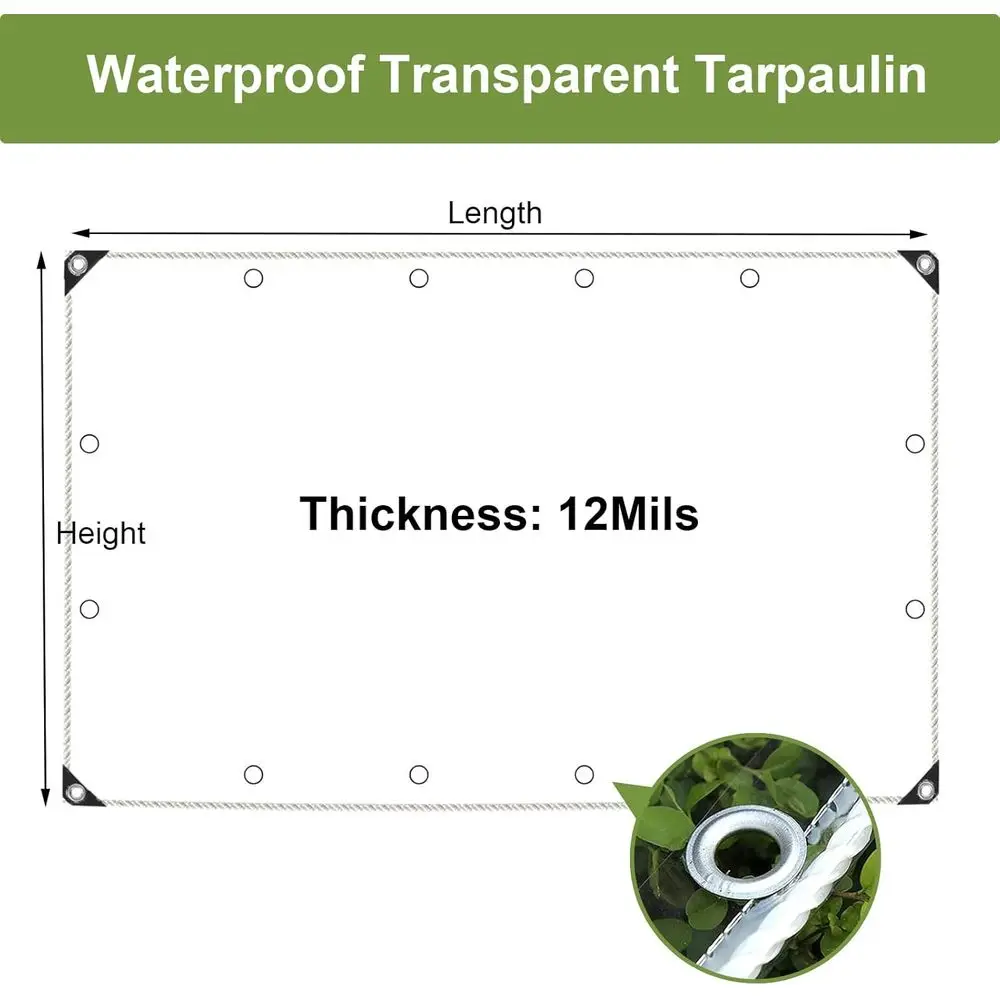 قماش القنب عالي التحمل مقاوم للماء مقاس 10 × 12 قدمًا مع حلقات للاستخدام الخارجي - غطاء فينيل سميك 12 ميلًا ومقاوم للأشعة فوق البنفسجية والرياح #6