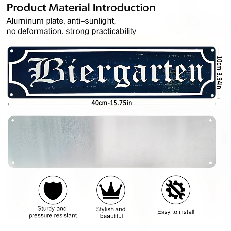 لافتة معدنية عتيقة لرياض الأطفال الألمانية - ديكور حائط من الألومنيوم الريفي لبار البيرة والحانة والمطعم والمقهى - حروف على الطراز القوطي