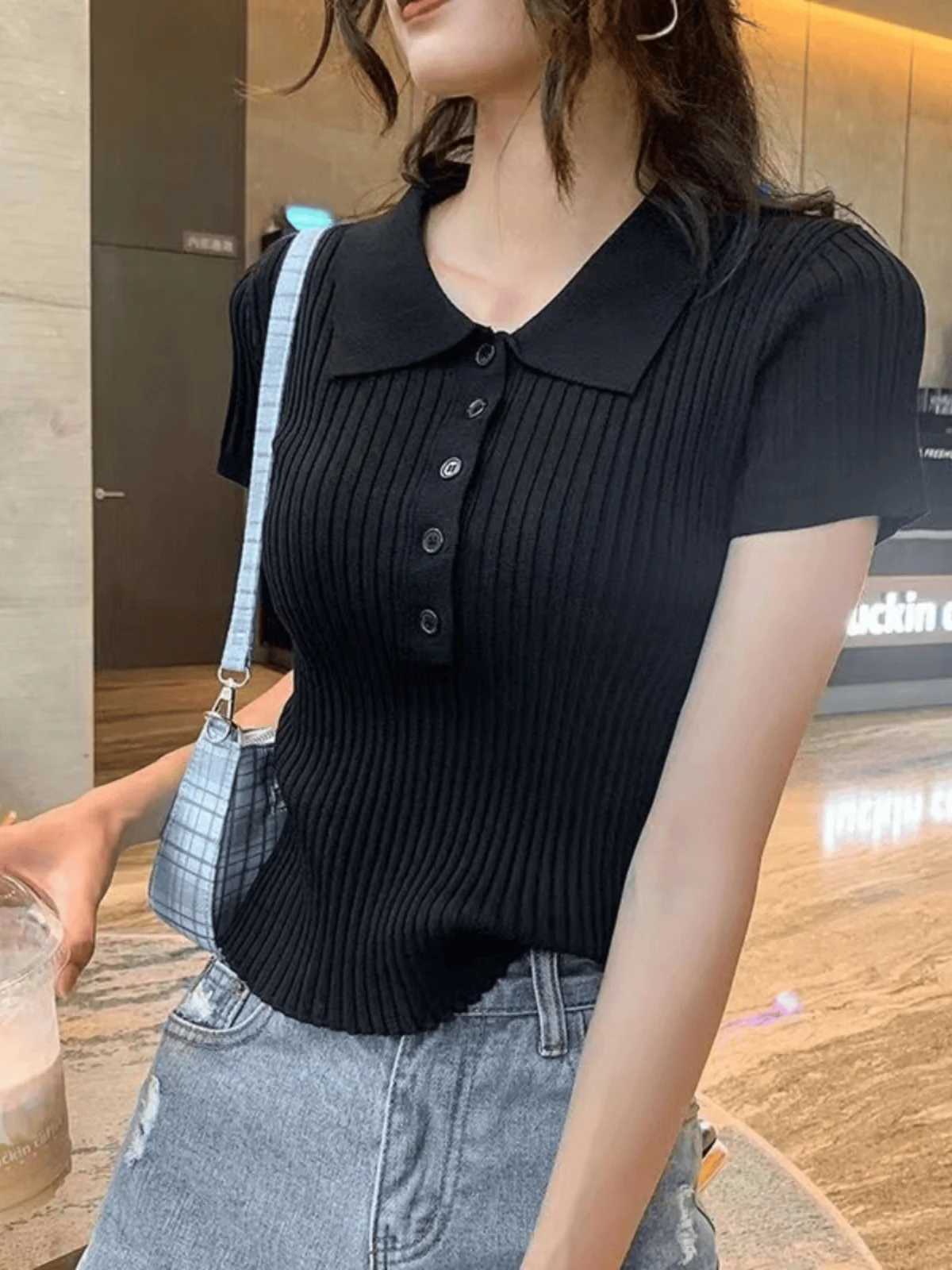

Ice Silk Ne Knitted irt ort Sve Slim Fit Pure Color Base Layer Модная футболка для женщин Летняя поездка на работу Sle