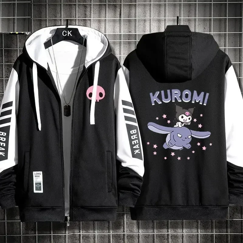 2025Sanrio Kuromi Loose Hooded Anime My melody Cartoon Students Sports Jacket 100Kg Can Be Worn Track Jacket Casual Sweater Gift