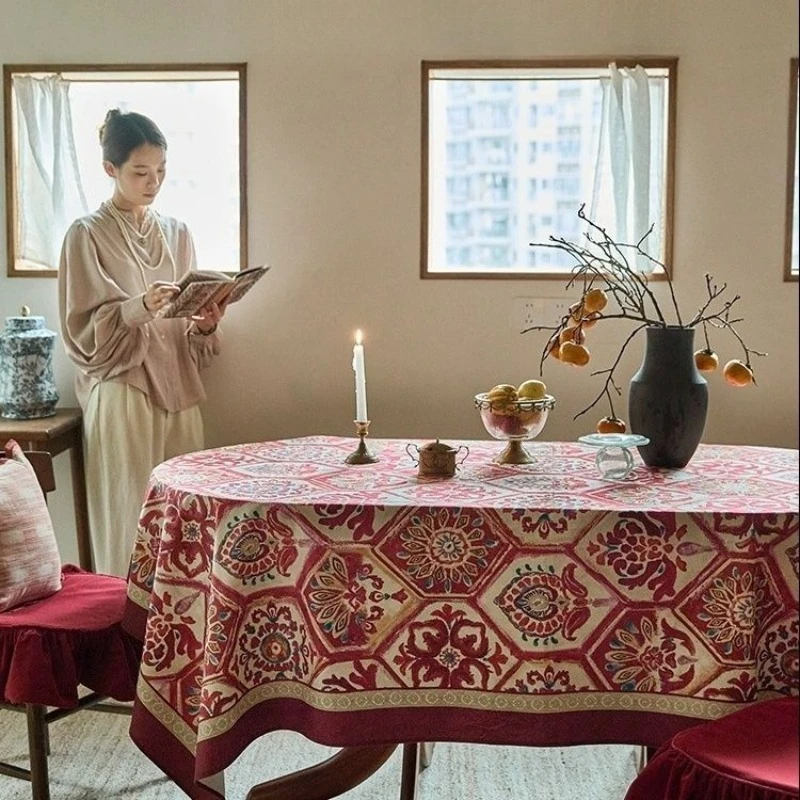 Tablecloth red New Year's high sense, coffee table dining table, waterproof tablecloth