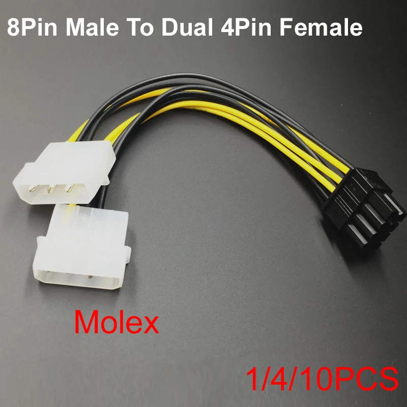 1/4/10PCS 18CM 8Pin Male To Dual 4Pin Female Video Card Power Cord 8 Pin PCI Express Molex Graphics Card Power