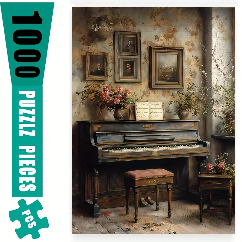 

50X70CM Adult 1000PCS Paper Jigsaw Puzzle A Nostalgic Piano Scene Stress Relief Entertainment Children Toy