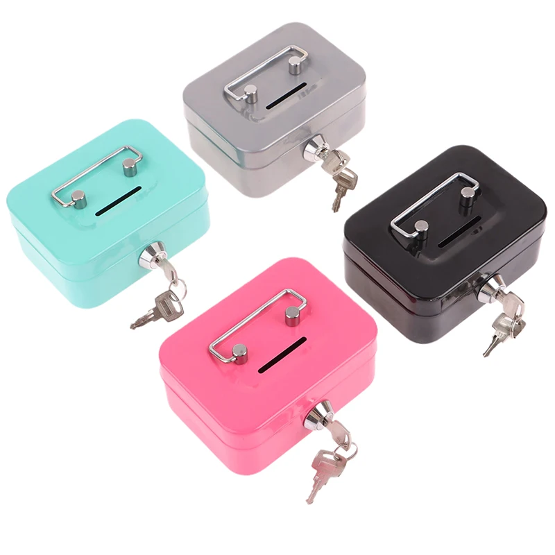 Mini Money Safe Box Cash Box Metal Key Money Bank Small Security Lock Box Portable Sturdy Lockable Coin Boxes For Kids Adults