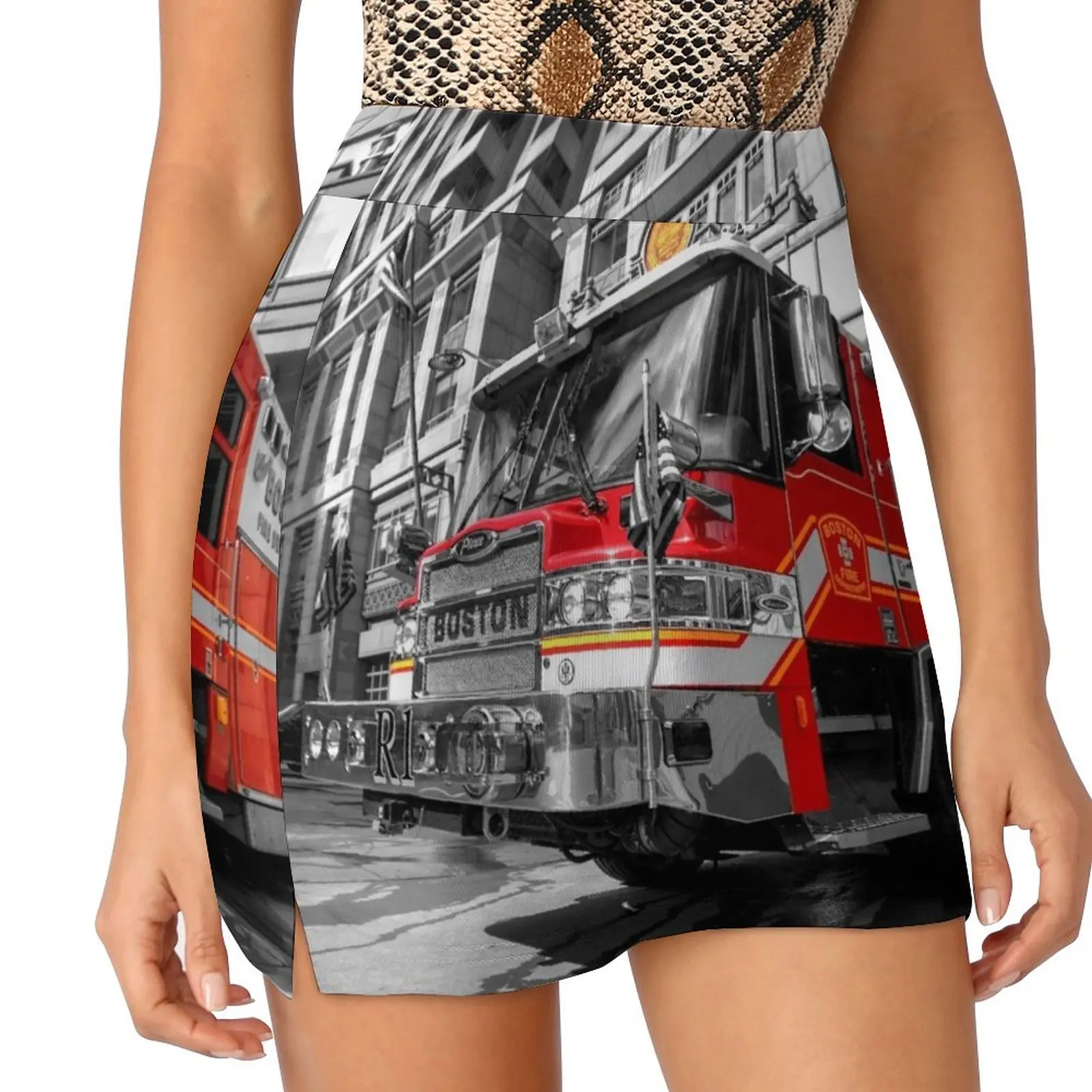 Boston Fire Truck Mini Skirt sexy short mini skirts kawaii skirt