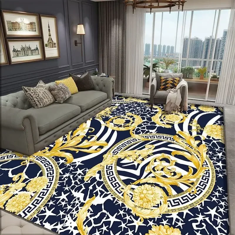 Nordic Retro Fashion Carpets Luxury Large Rugs for Living Room Flannel Bedroom Non-slip Area Mat Washable Outdoor Balcony Carpet