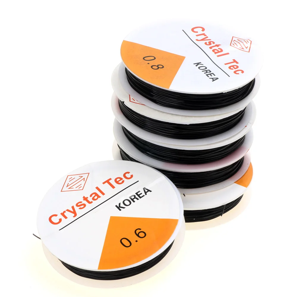 

OlingArt 0,6 0,8 1,0 мм 1 катушка из кристально-черного прозрачного эластичного бисероплетения провода/шнура/ниток DIY ювелирных изделий
