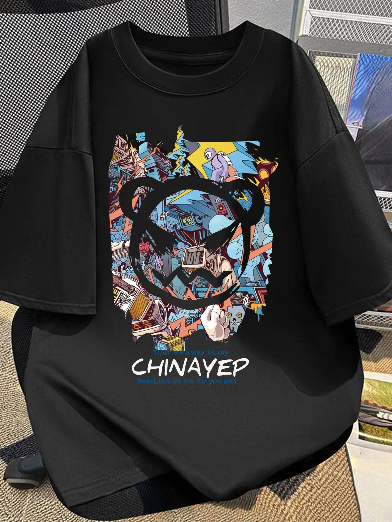 Colorful Graffiti Devil Bear Print on Premium Soft 100% Cotton Mens T shirt Perfect for Summer Streetwear and Casual Style