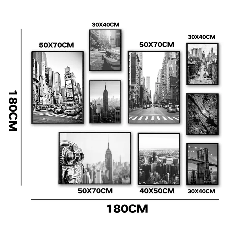 New York City Canvas Painting Posters and Prints Black and White Wall Art Pictures Living Room Decoration Home Decor view 4