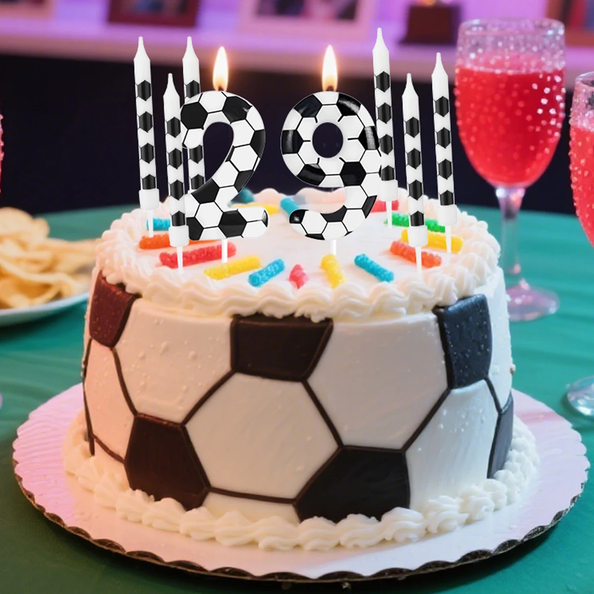 7pcs Birthday Candles football Soccer Sport-Theme Party Decorations, Birthday Cake Candles for Boys Girls Kids  Party Supplies