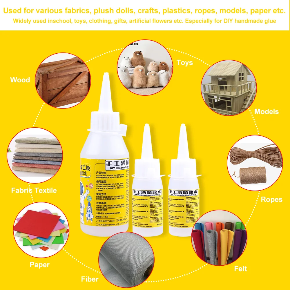 Waterproof Alcohol Glue Wood Epoxy Adhesive Quick Drying Kids Plastic Craft Home School Paper Scrapbooking Card Making Non-Toxic